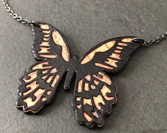Coral Butterfly Necklace / Butterfly Choker Butterfly Jewelry Bug Jewelry Bug Necklace Paper Butterfly Butterfly Tattoo Gift for Mom
