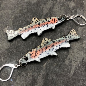Rainbow Trout Fish Earrings | Fly Fishing Jewelry | Trout Earrings | Fly Fishing Gifts | Fishing Earrings | Fish Jewelry