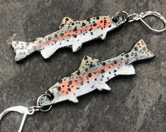 Rainbow Trout Fish Earrings | Fly Fishing Jewelry | Trout Earrings | Fly Fishing Gifts | Fishing Earrings | Fish Jewelry
