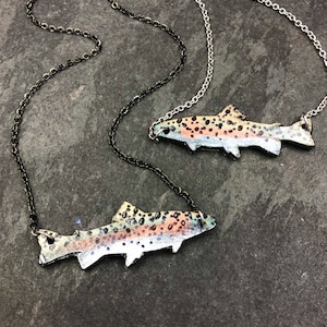 Rainbow Trout Fish Necklace | Fly Fishing Jewelry | Trout Necklace | Fly Fishing Gifts | Fishing Necklace | Fish Jewelry | Fish Pendant