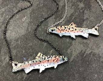 Rainbow Trout Fish Necklace | Fly Fishing Jewelry | Trout Necklace | Fly Fishing Gifts | Fishing Necklace | Fish Jewelry | Fish Pendant