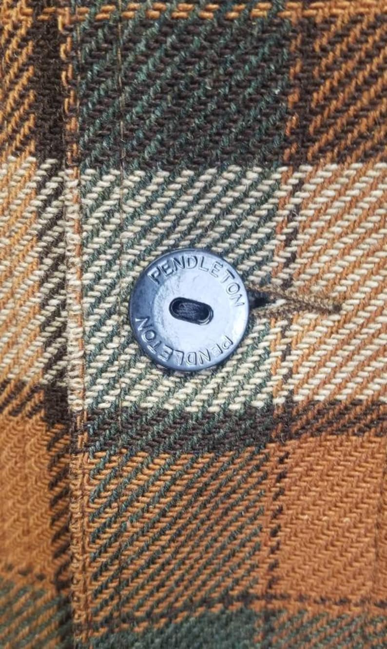 Vintage Pendleton Plaid Wool Flannel with Suede Elbow Patches Burnt Orange Brown Grandpa Flannel Lumberjack Size Larege Portland USA