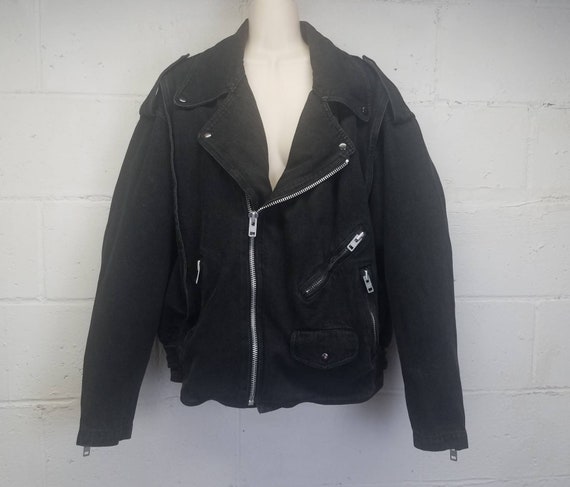 Vinage 80s Yves Saint Laurent Biker Jacket Denim Jacket Chunky