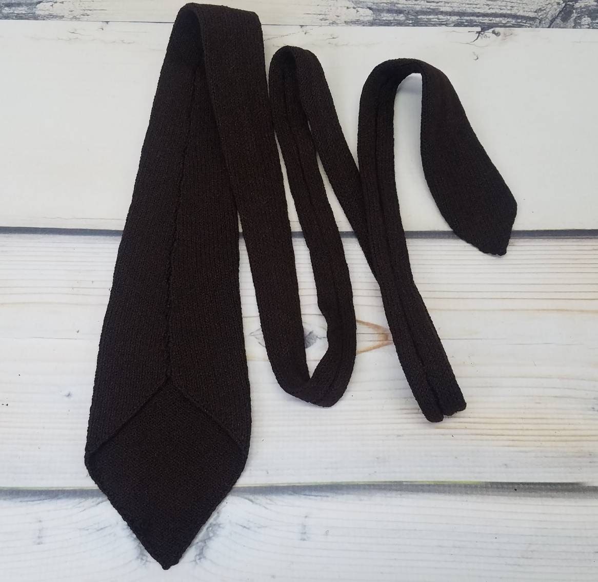 Vintage 50s Knit Tie Dark Brown Mid Century Cravat Dapper Etsy