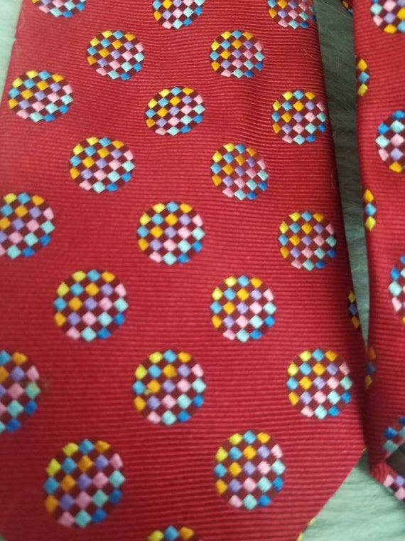 Vintage Mod Rainbow Circles Silk Necktie Harrods … - image 10
