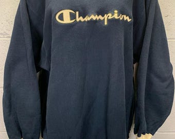 Champion reverse weave navy USA製　90s 90s Reverse Weave Navy Blue Champion Hoodie - 5 Star Vintage