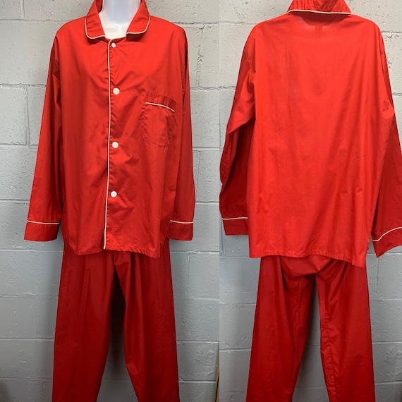 Vintage 70s Red 2 Piece Pajama Set by John Weitz … - image 1