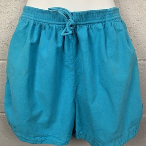 Shorts vintage de algodão Stefano azul elétrico dos anos 80 com cordão