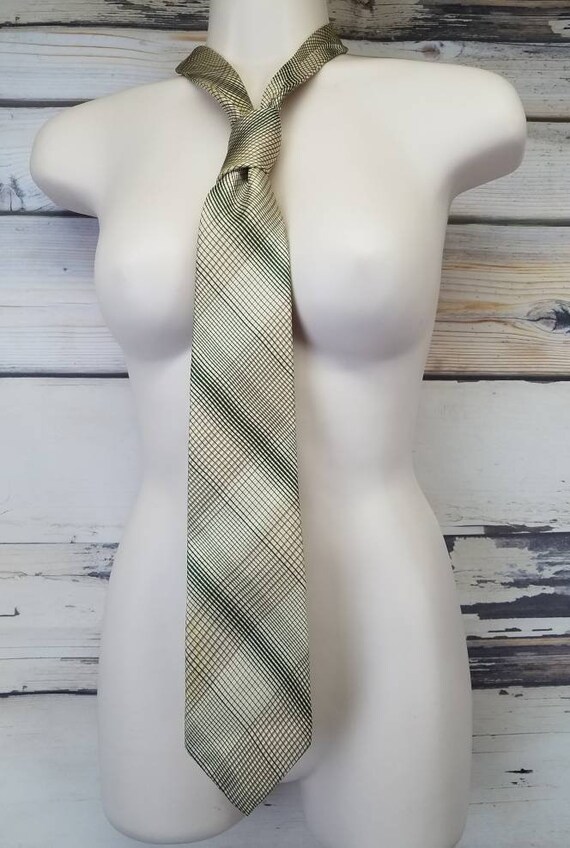 Vintage 1960s 70s Linear Plaid Necktie by Bart's