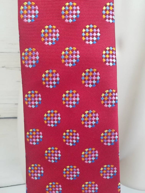 Vintage Mod Rainbow Circles Silk Necktie Harrods … - image 4