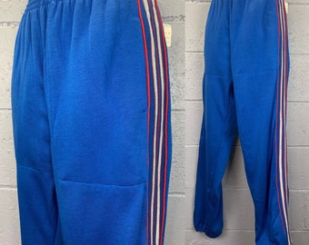 Vintage 70s Deadstock Color Block Athletic Pants Blue Red White NWT Med