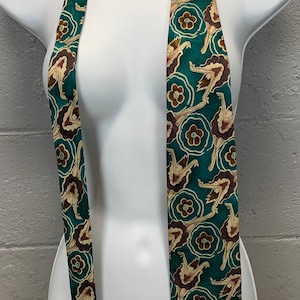 Vintage Novelty Necktie Water Color Synchronized Swimming Water Ballet Wearable Art Swimmers Ballet Dancers Surreal Floral