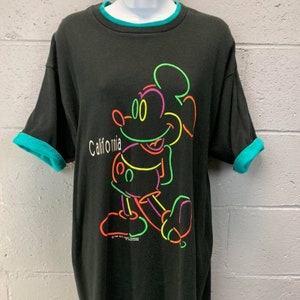 Vintage Single Stitch Mickey Mouse Tee Souvenir California Foldover Sleeve VelvaSheen XL