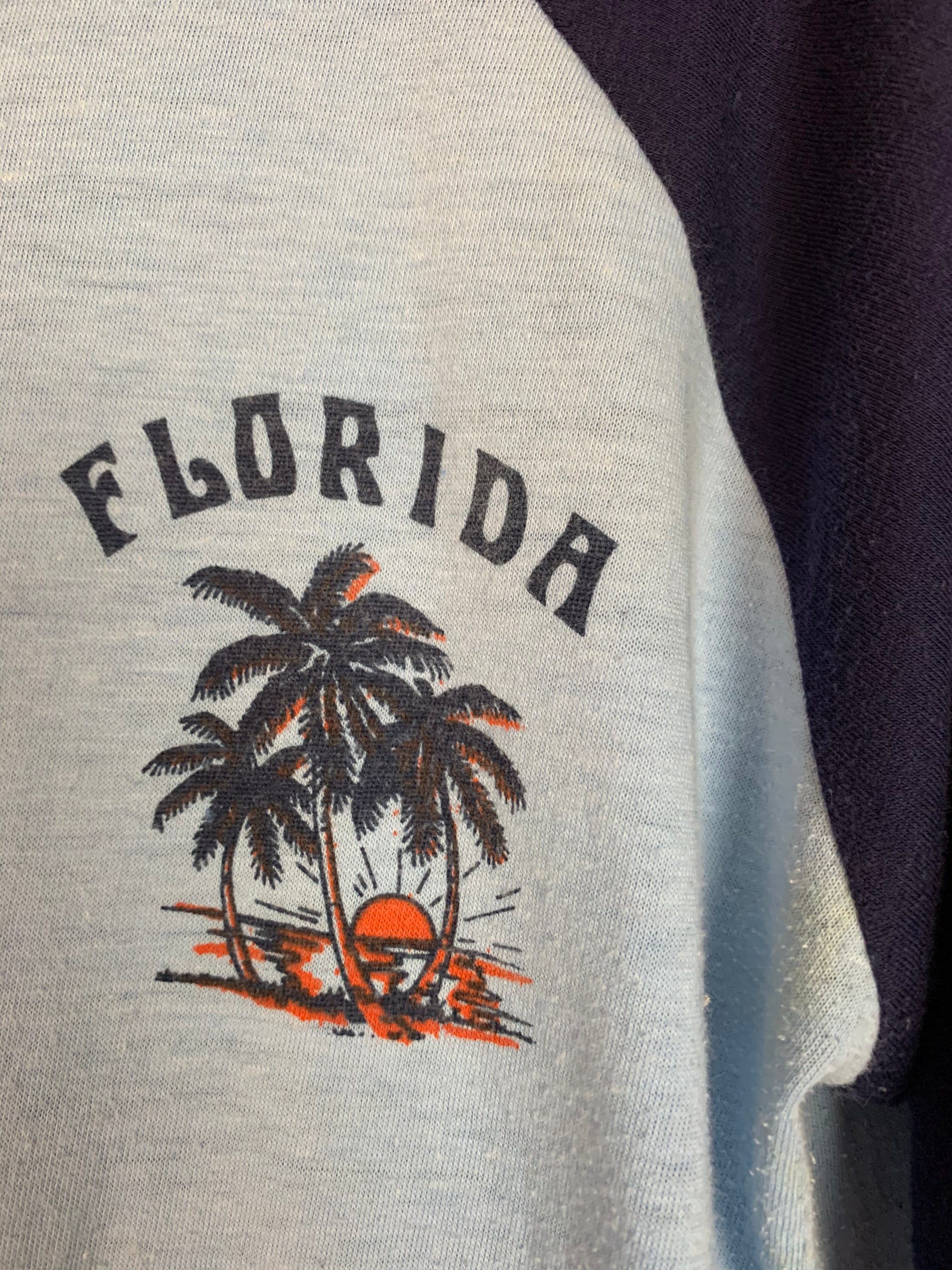 Vintage Raglan Single Stitch T-Shirt Striped Sleeve Florida | Etsy