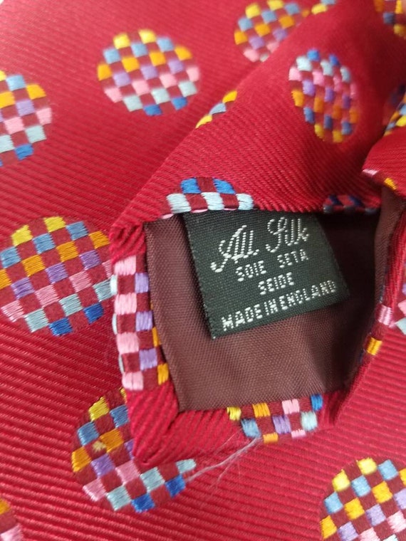 Vintage Mod Rainbow Circles Silk Necktie Harrods … - image 9