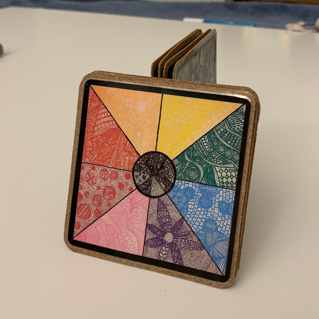 4pack Coasters Laminated Design With Flexible Cork Mat Etsy