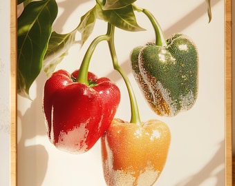 Disco Bell Pepper Print: Colorful Kitchen Food Poster (Digital Download)