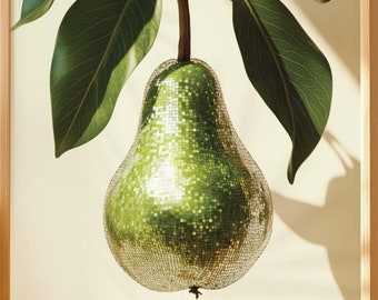 Disco Pear Print: Retro Kitchen Wall Art (Digital Download)