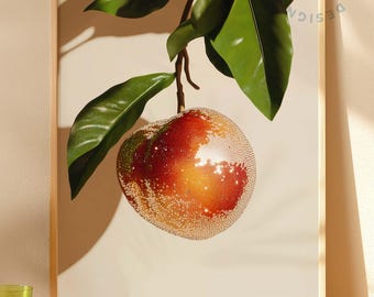 Peach Disco Ball Print: Retro Kitchen Wall Art (Digital Download)