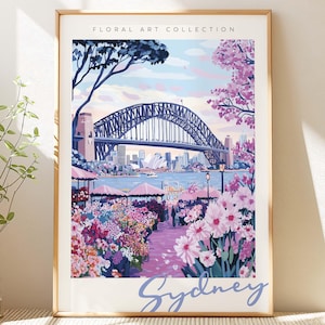Sydney Blumenmarkt Wand Kunst zum ausdrucken, Australian Travel Poster, digitaler Download Blumendruck, Gartenliebhaber, Dopamin Wohnkultur, Floral