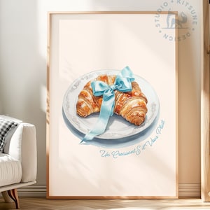 Coquette Croissant Print: French Cafe Kitchen Wall Art (Digital Download)