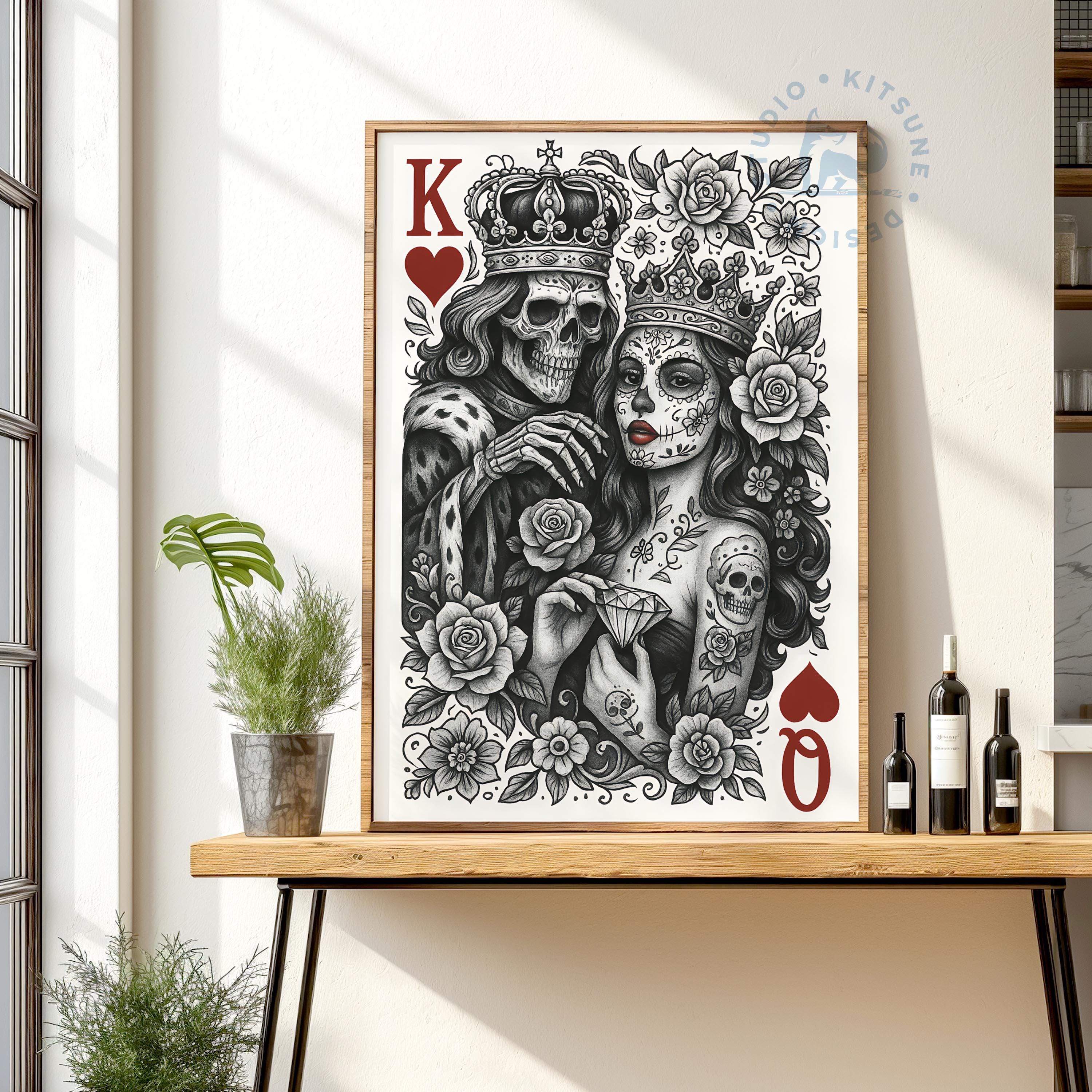 Skull King and Queen Tattoo - Etsy