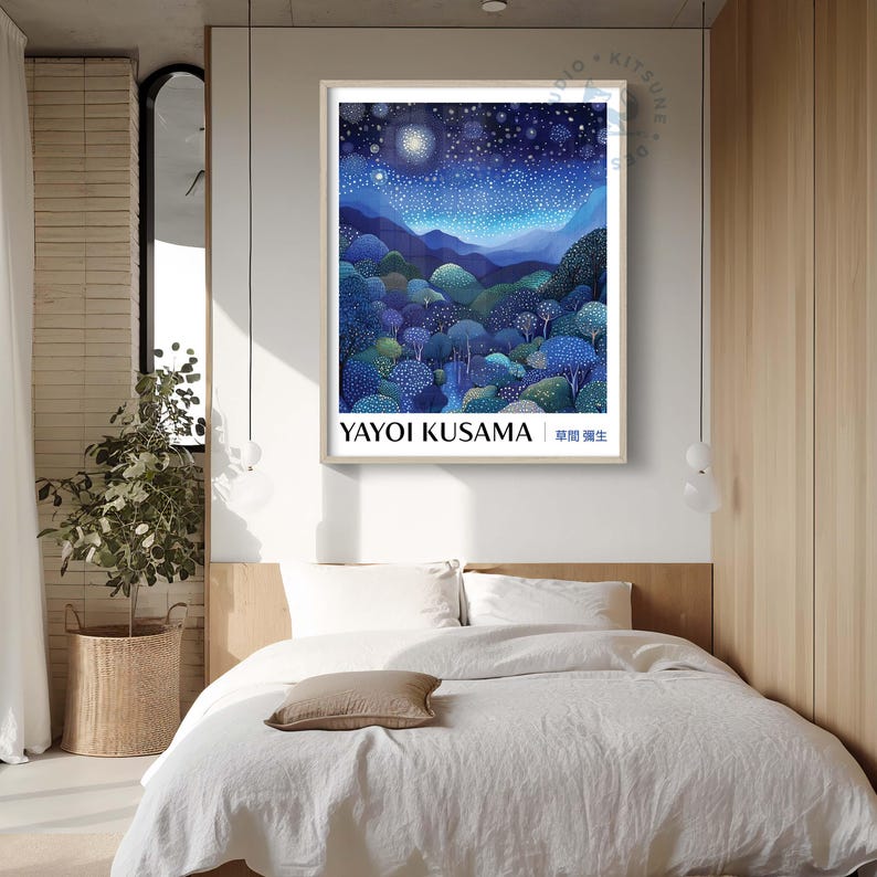 Yayoi Kusama Inspired Night Mountains Print, Starry Sky (digital Print ...