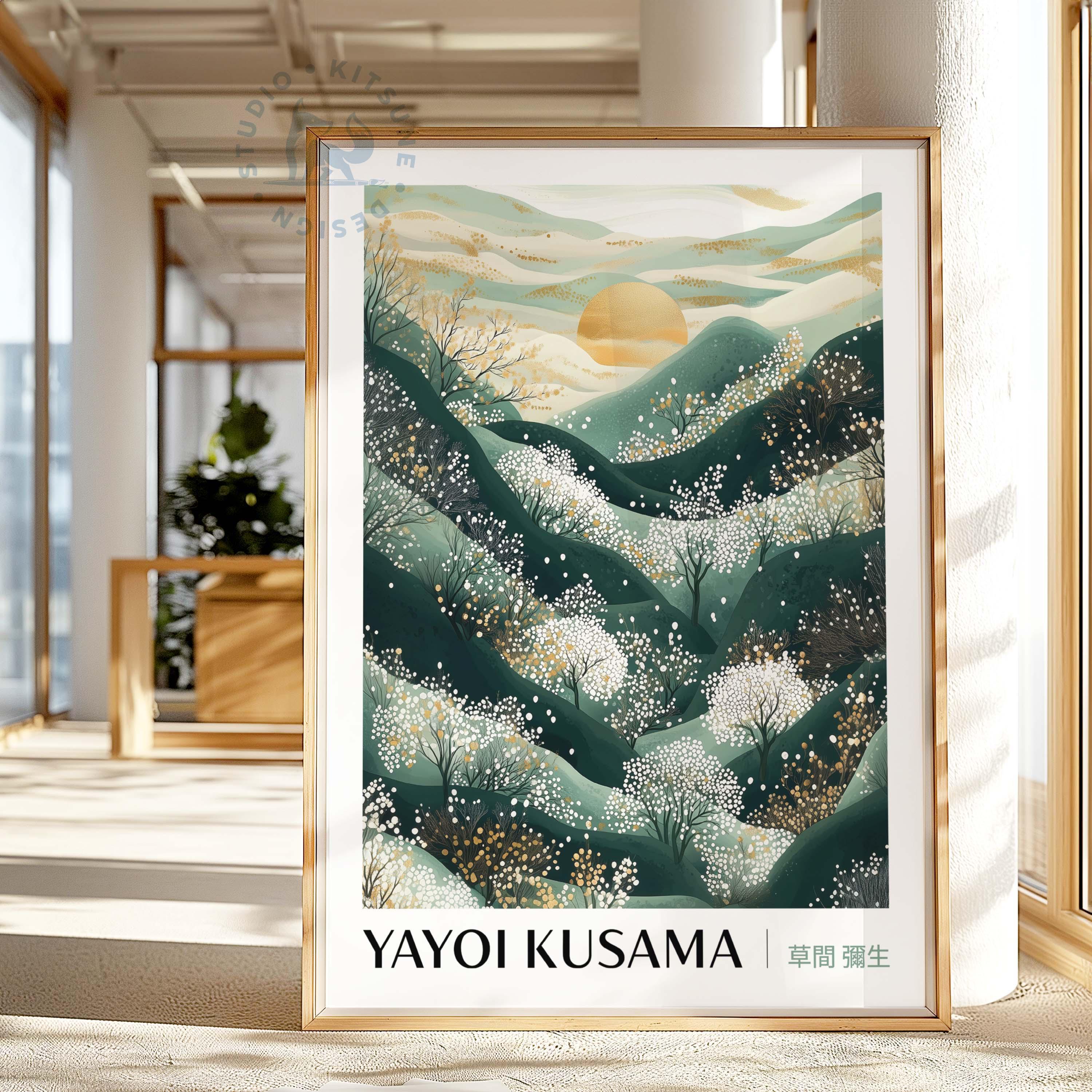 Yayoi Kusama Inspired Japanese Grasslands Art: Minimalist Landscape Poster (Digital Download)