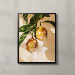 Retro Lemons Disco Ball Print, Kitchen Print, Bar Poster, Funky Food Home Decor, Preppy Citrus Fruit Wall Art, Lemon, Disco, Digital Print