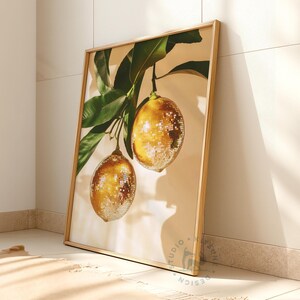 Retro Lemons Disco Ball Print, Kitchen Print, Bar Poster, Funky Food Home Decor, Preppy Citrus Fruit Wall Art, Lemon, Disco, Digital Print