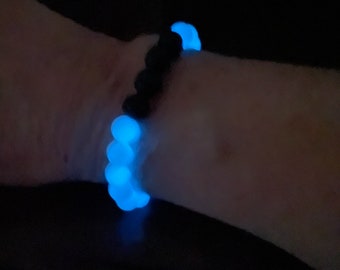 Glow in the dark, Lava Bead, Diffuser Bracelet, stretch bracelet