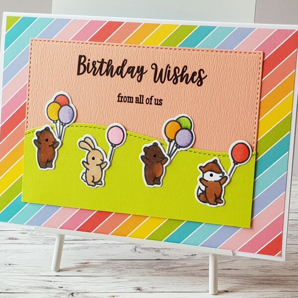 Birthday Card Birthday Wishes from all of us, handmade Card Folding Card with Envelope A6