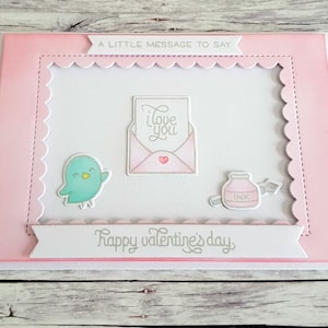 Tarjeta de San Valentín hecha a mano 3D, Te Amo, feliz San Valentín en colores pastel con sobre A6