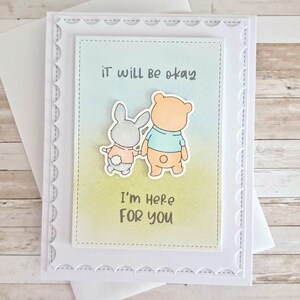 Biglietto di amicizia e amore realizzato a mano con amore - "Va tutto bene, sono qui per te" - con busta, A6
