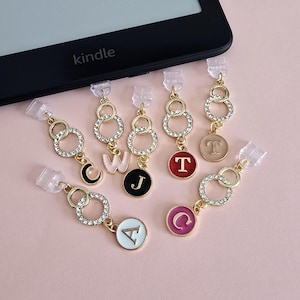 Kindle Charm Letters A-Z • USB-C Dust Plug Charm • Personalized Initial Charm • Kindle Accessory Gift