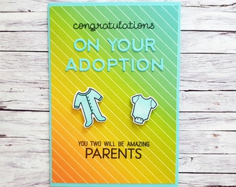 Adopted Baby Card for Adoption Baby Boy Adoption Shower Gift Congratulations Card Adopting Gift, A6 Folded Note Card with Envelope