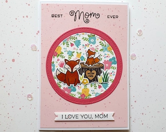 Happy Mothers Day Card I Love You Mom Gift Thank you Mom Card Mama Bird Handmade Cards Mom Birthday Card Folded Gift for Mothers Day, A6