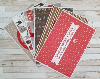 6x Handmade Christmas Cards Folding Cards with Envelope A6