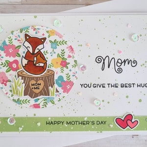 Biglietto d'auguri 3D fatto a mano per la festa della mamma MAMMA + ME | Biglietto per la mamma con busta | Abbraccio di volpe | A6 | personalizzabile