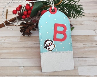 Gift tags personalized with desired letter, handmade Christmas winter