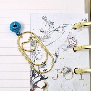 Paperclip Christmas frosted Jingle Bell paperclip heart