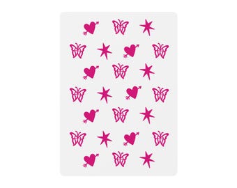 Card Deck, Pink Hearts Butterflies Stars Poker Playing Cards Deck, Game Night Essential, Unique Gift, Collectible Cards, Customized Deck,