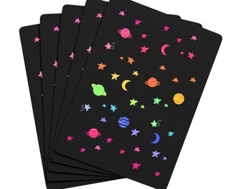 Black Playing Cards, Rainbow Celestial Poker Deck for Pride Month, LGBT Rainbow Cards, Comet Moon Star Design, LGBTQ Pride Playing Cards,