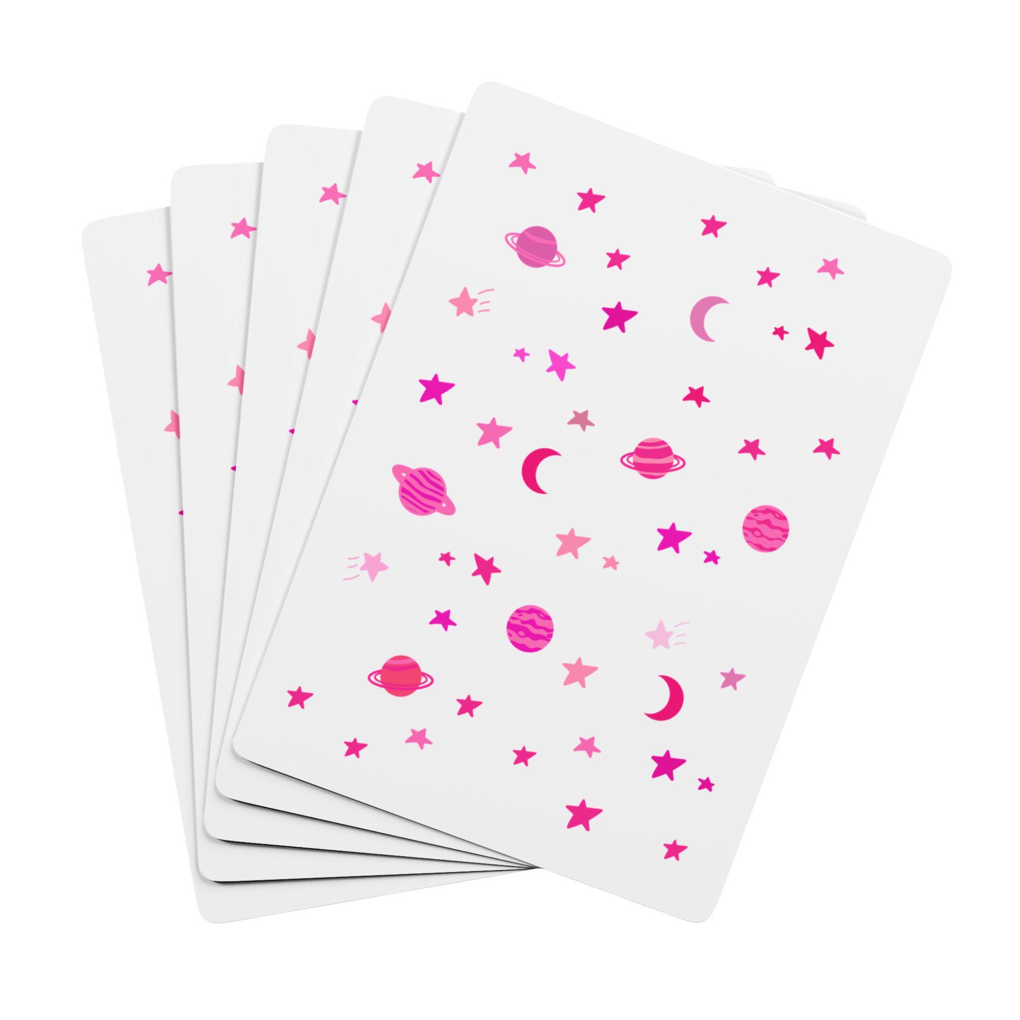 Pink Playing Cards, Celestial Poker Deck for Astronomy Lovers, Pink Cards, Comet Moon Star Design, LGBTQ Pride Playing Cards,