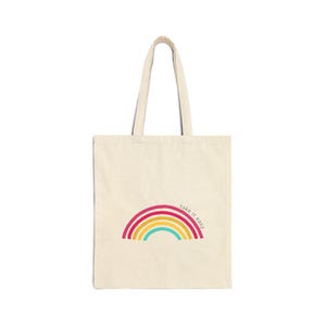 Pansexual Flag Rainbow Cotton Canvas Tote Bag, LGBTQ Pride Carryall, Take It Easy Diversity Shopper, Everyday Reusable Grocery Bag, LGBT
