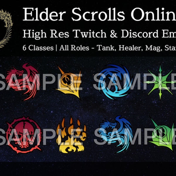 Elder Scrolls en ligne | Pack Emojis Twitch & Discord 24 classes + rôles