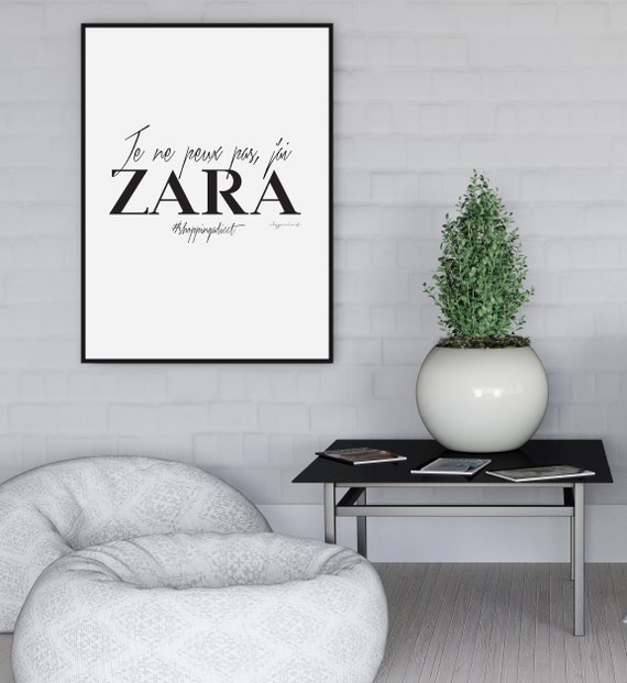 Ready-to-print Poster, Zara Shopping, Original Poster, Modern Typography,  Fashion Style, Calligraphy, Decoration 