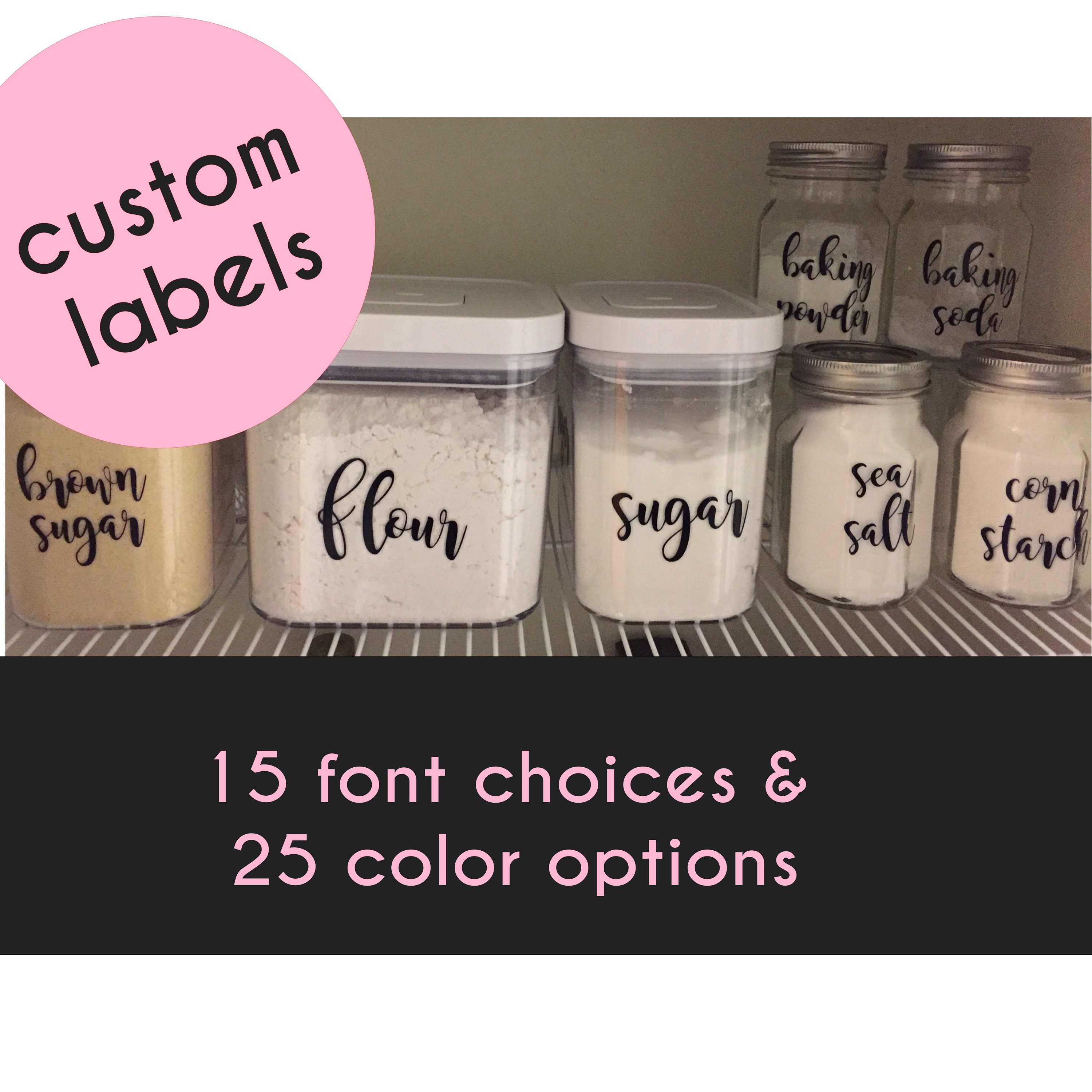 Canister labels with free shipping, pantry labels, kitchen labels, custom labels, container labels, kitchen gift for mom, home organization