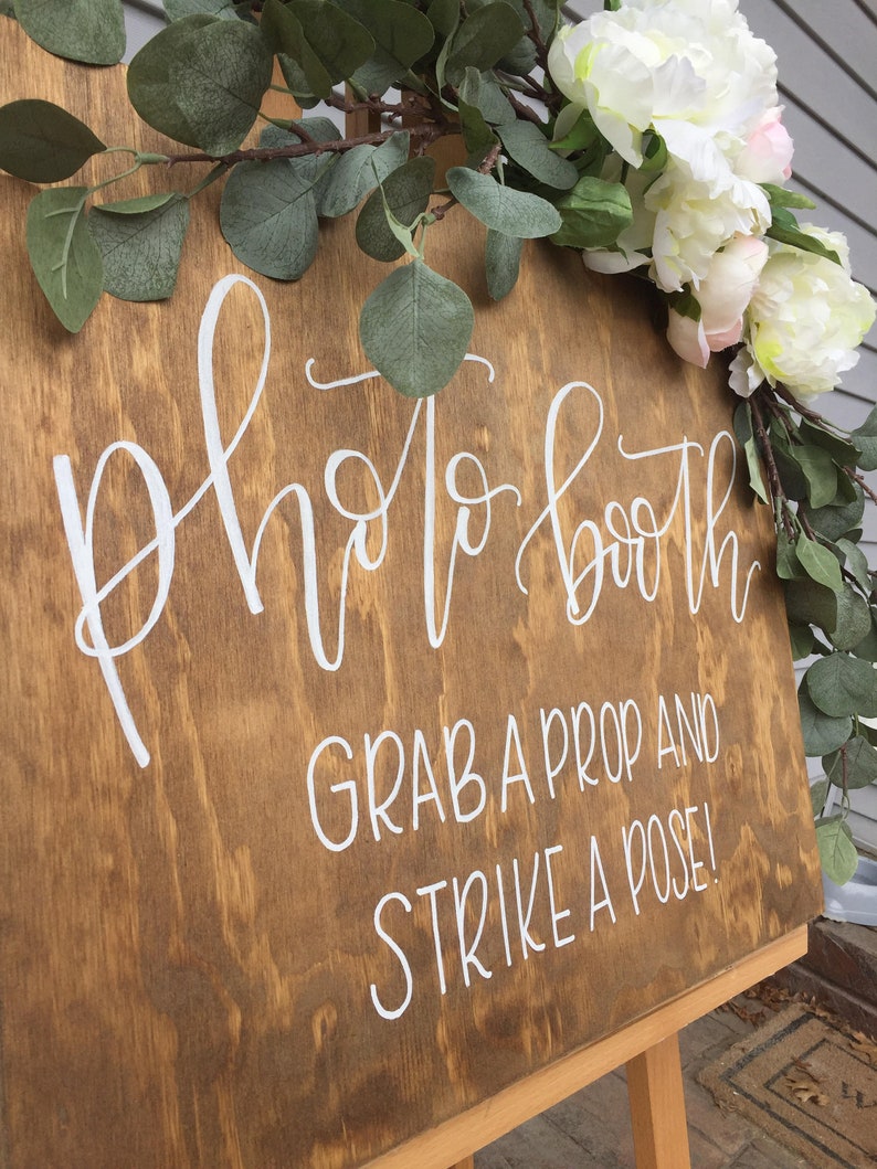 Photo Booth Wedding Sign Wood Sign Wooden Wedding Signage Wedding Guestbook Sign Rustic Wedding Barn Wedding Hand Lettered Sign Photobooth