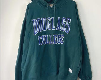 Vintage 90's Douglass College Green Hoodie - M/L